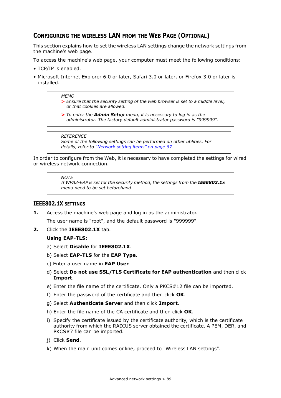 Ieee802.1x settings | Oki MC363dn User Manual | Page 89 / 112