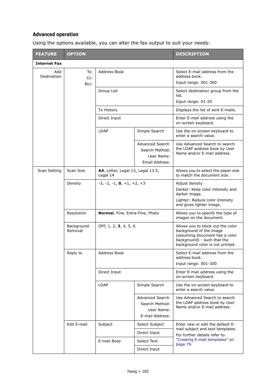 Fer to, Advanced operation | Oki MC363dn User Manual | Page 105 / 146