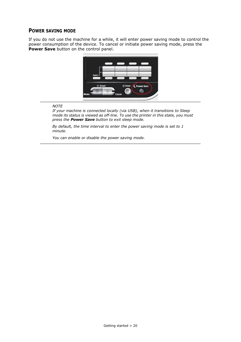 Power saving mode | Oki MC363dn User Manual | Page 20 / 146