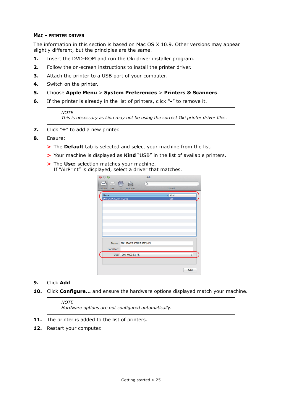 Mac - printer driver | Oki MC363dn User Manual | Page 25 / 146