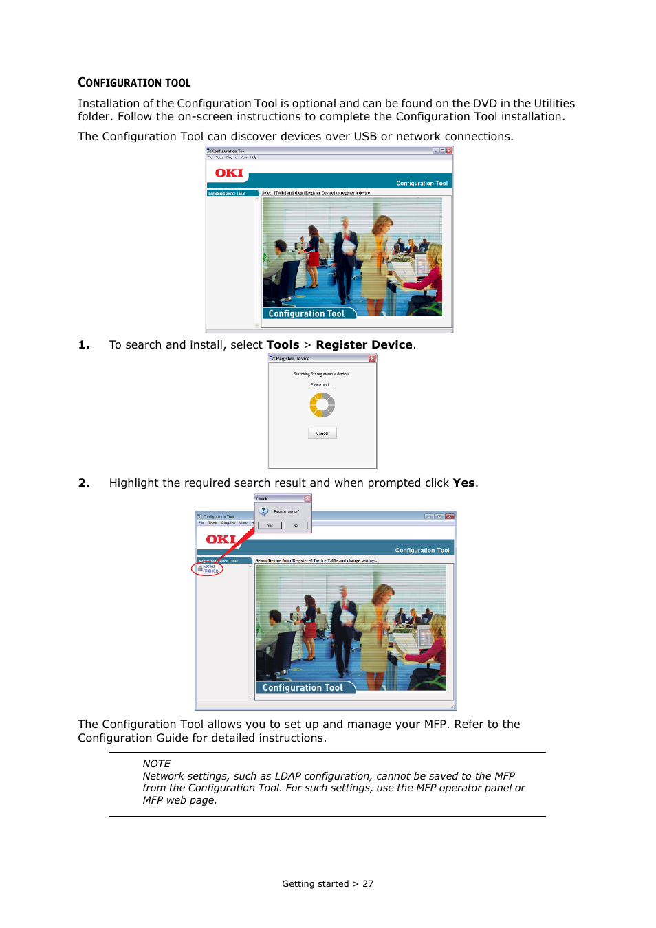 Configuration tool | Oki MC363dn User Manual | Page 27 / 146
