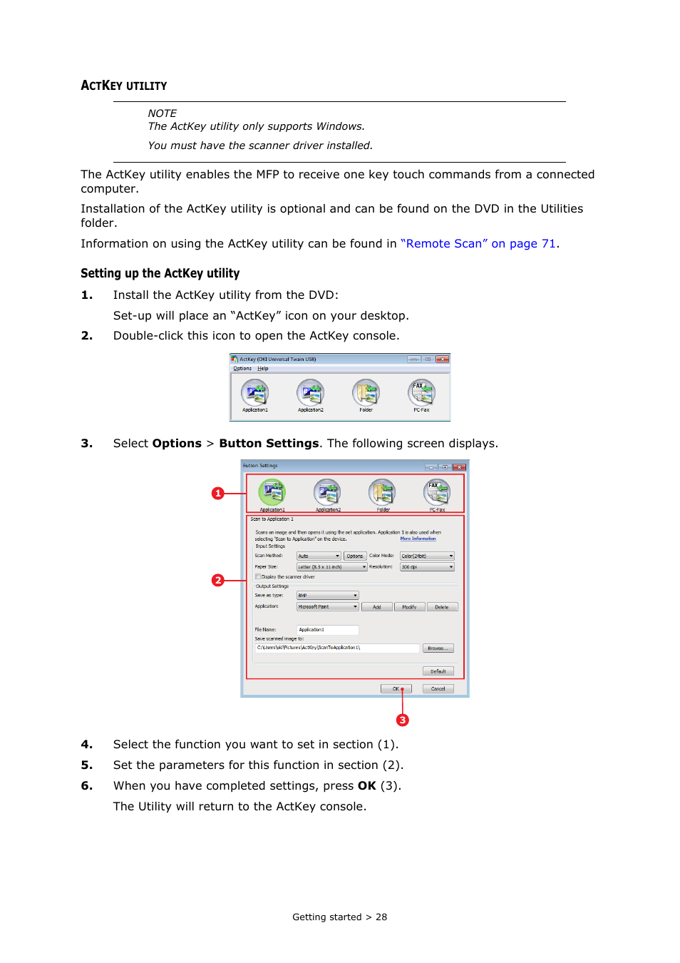 Actkey utility | Oki MC363dn User Manual | Page 28 / 146