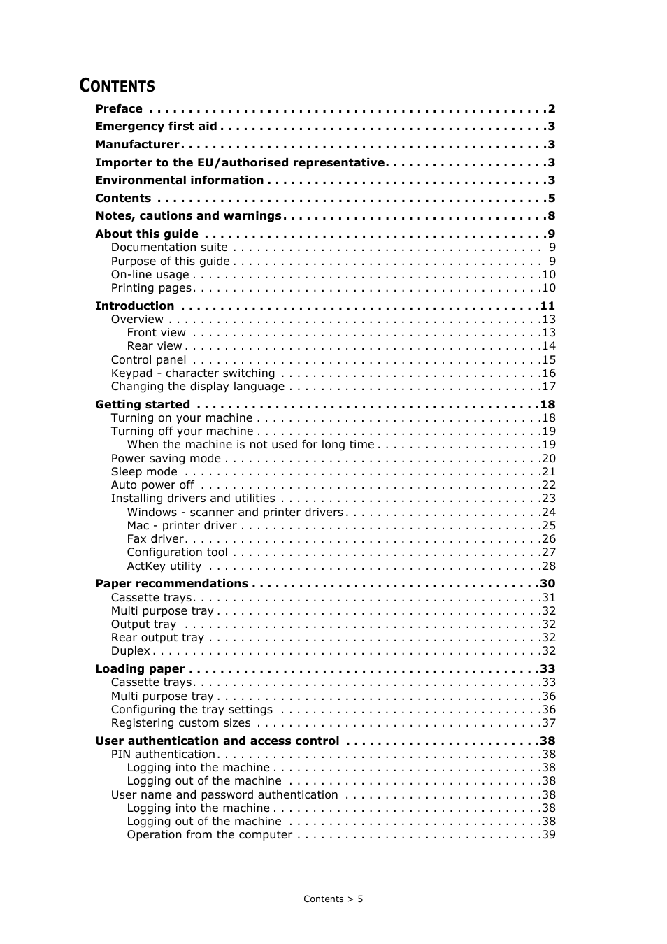 Oki MC363dn User Manual | Page 5 / 146