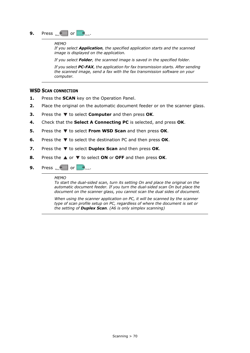 Wsd scan connection, Wsd s | Oki MC363dn User Manual | Page 70 / 146