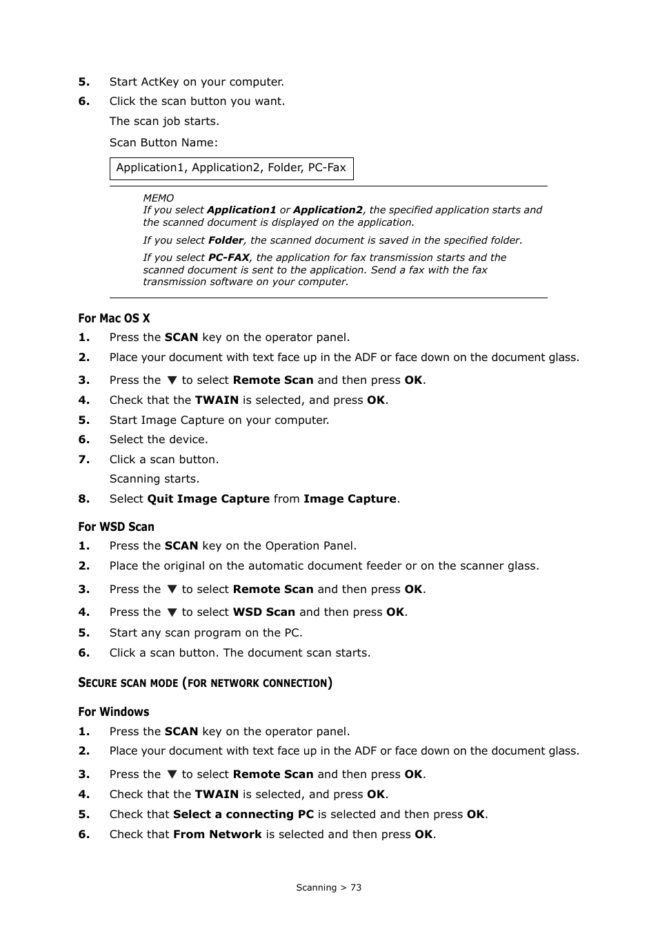 Secure scan mode (for network connection) | Oki MC363dn User Manual | Page 73 / 146