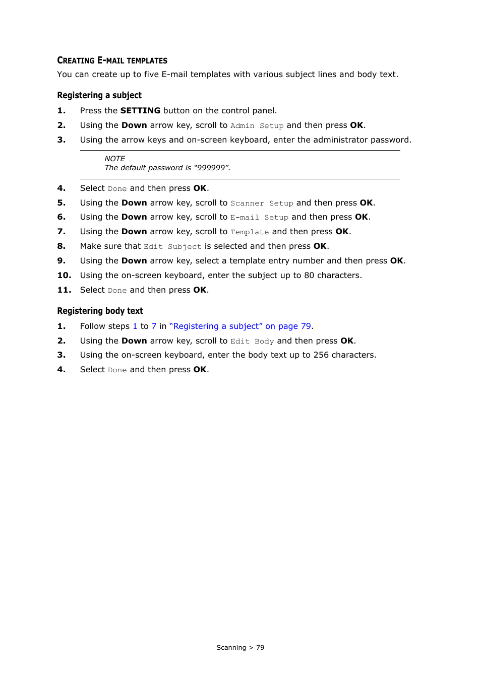 Creating e-mail templates | Oki MC363dn User Manual | Page 79 / 146