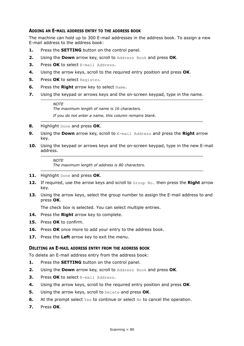 Adding an e-mail address entry to the address book | Oki MC363dn User Manual | Page 80 / 146