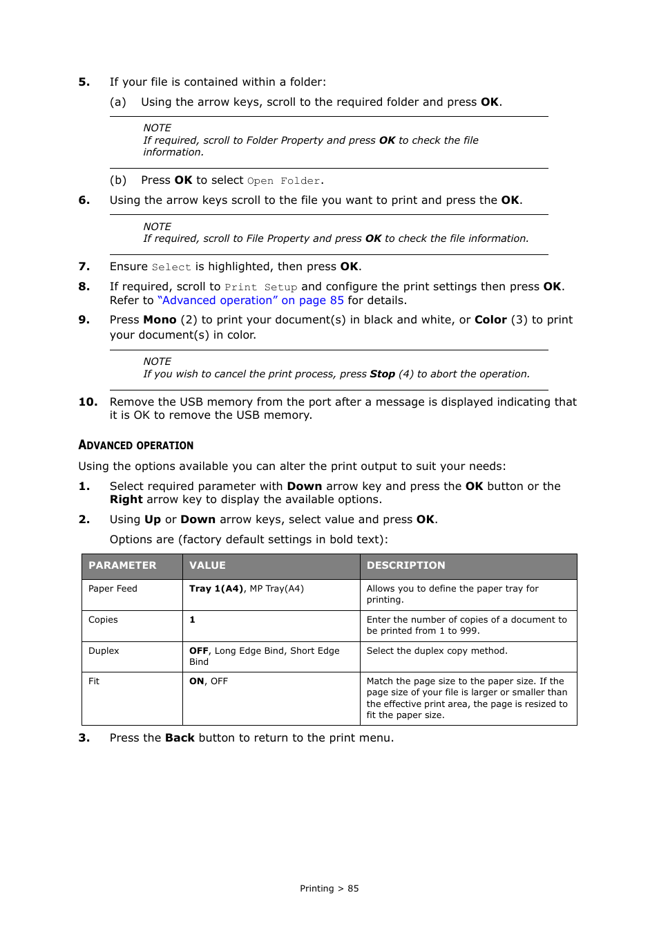 Advanced operation | Oki MC363dn User Manual | Page 85 / 146