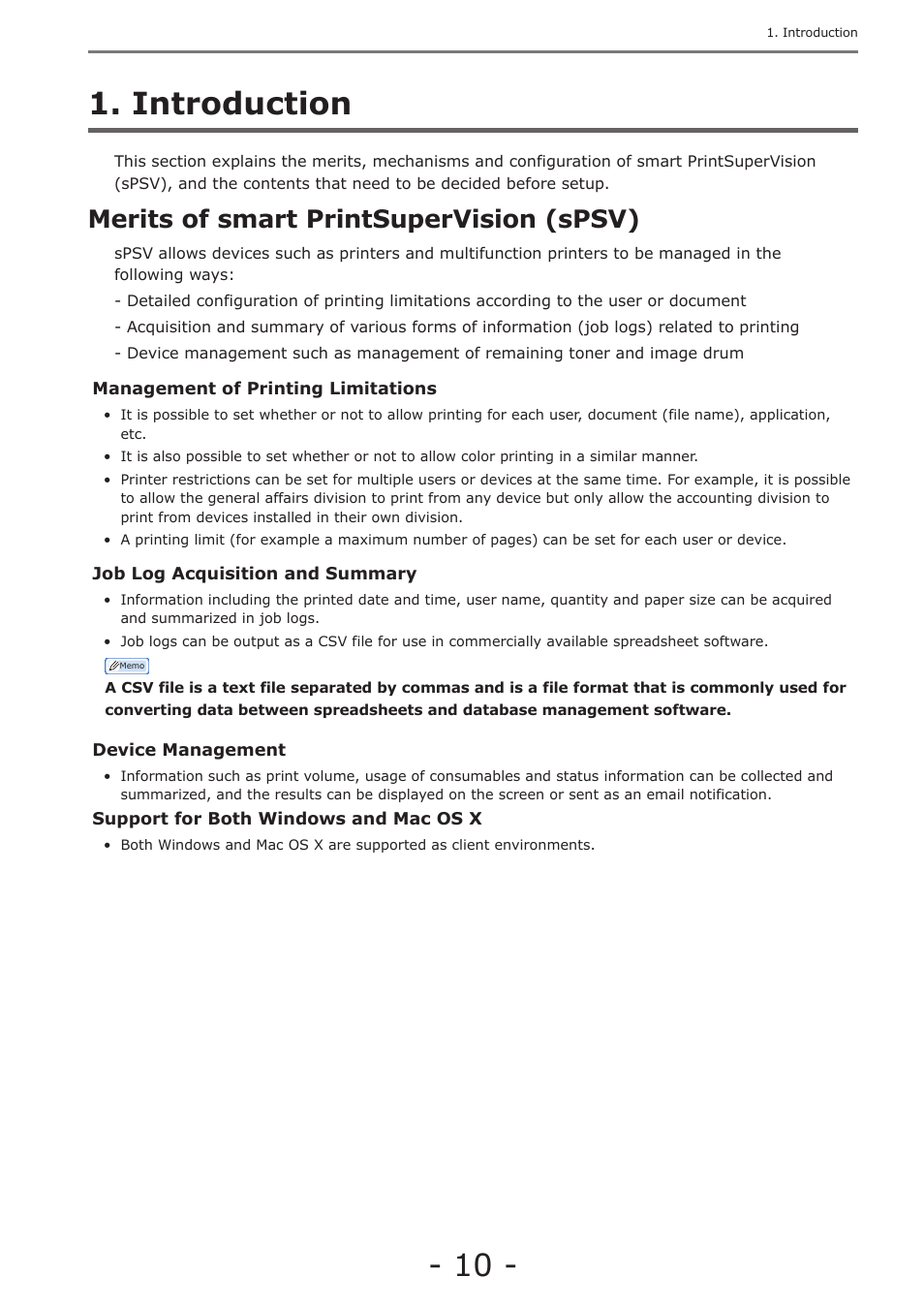 Introduction, Merits of smart printsupervision (spsv) | Oki MC363dn User Manual | Page 10 / 257