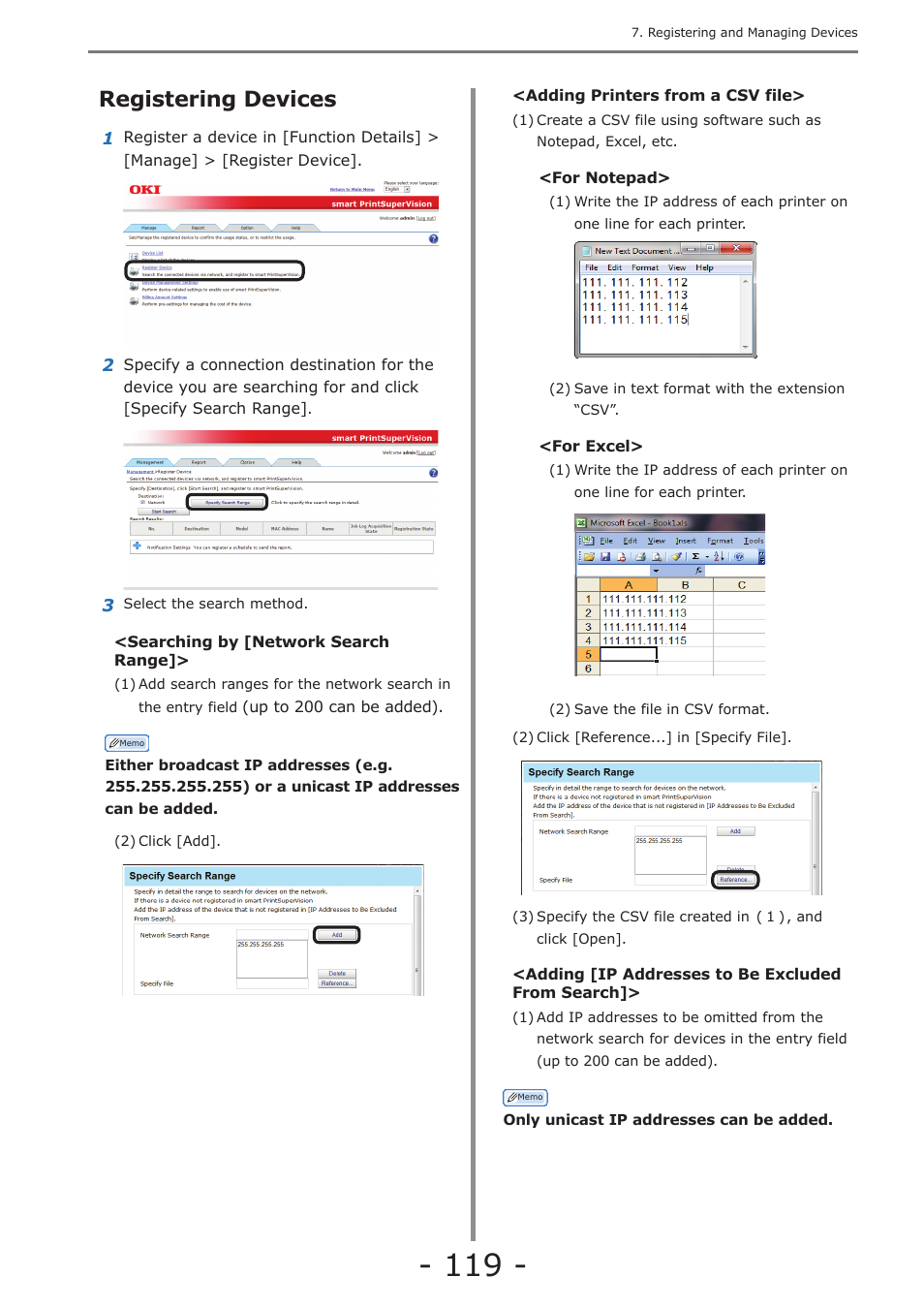 Registering devices, Registering devices” (p. 119) | Oki MC363dn User Manual | Page 119 / 257