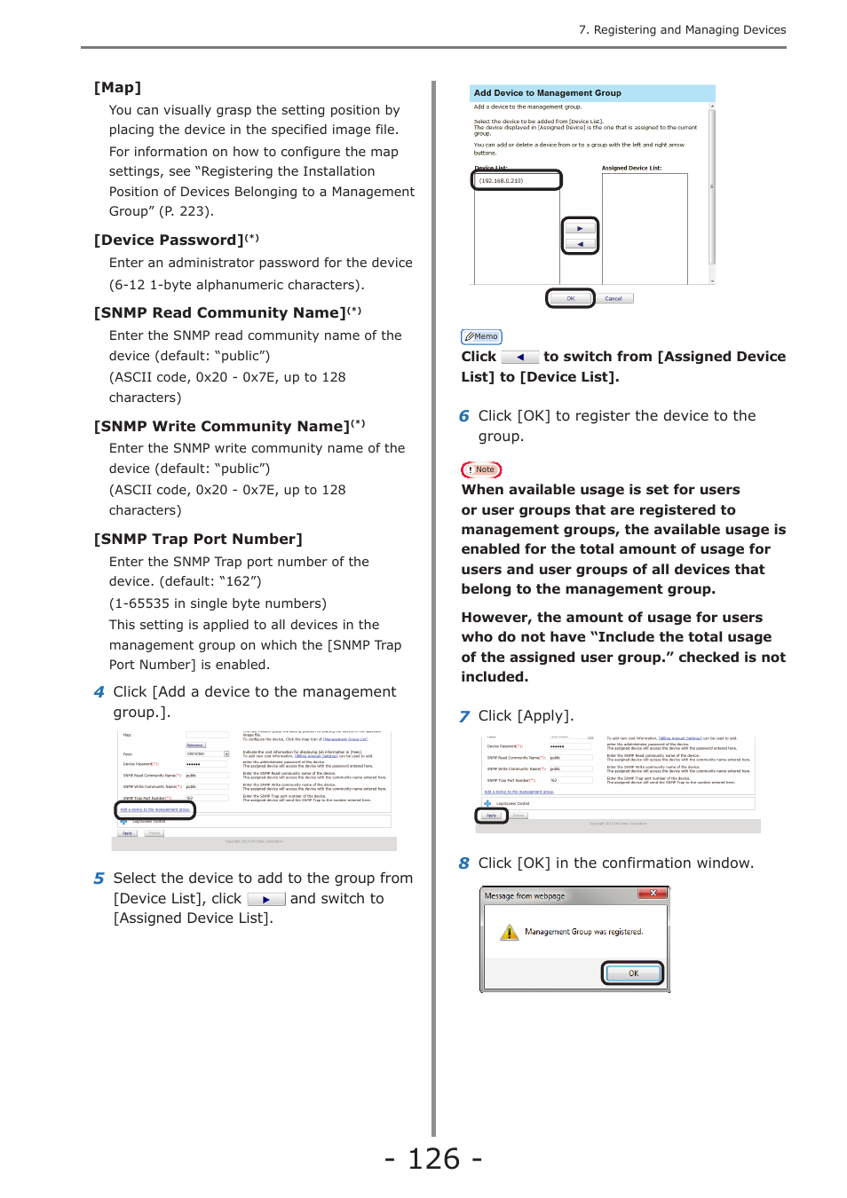 Changing settings for management groups | Oki MC363dn User Manual | Page 126 / 257