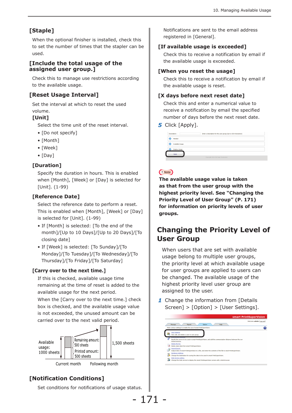Changing the priority level of user group, Changing the, Priority level of user group” (p. 171) | Oki MC363dn User Manual | Page 171 / 257