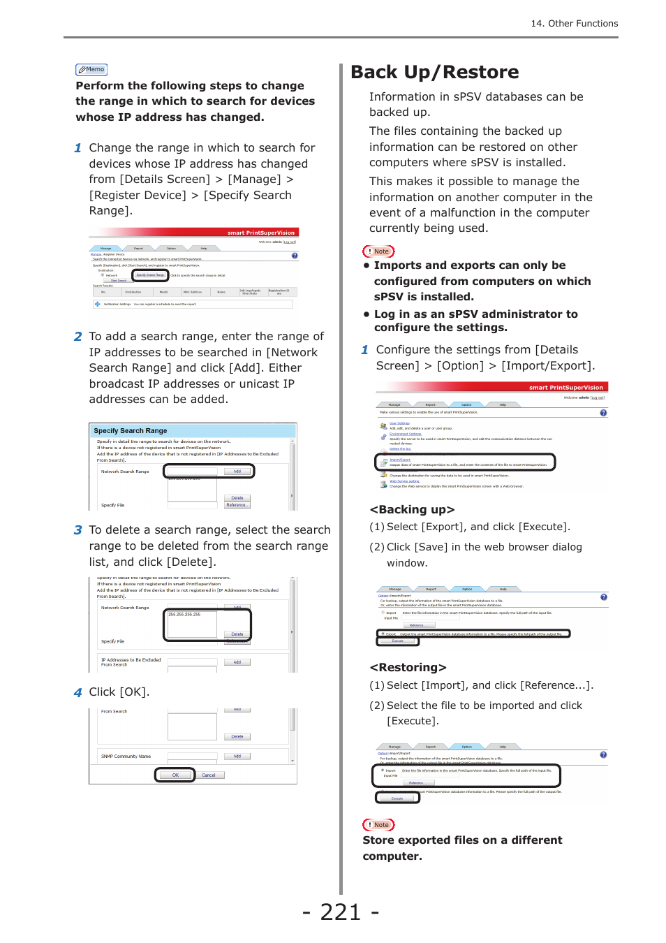 Back up/restore | Oki MC363dn User Manual | Page 221 / 257