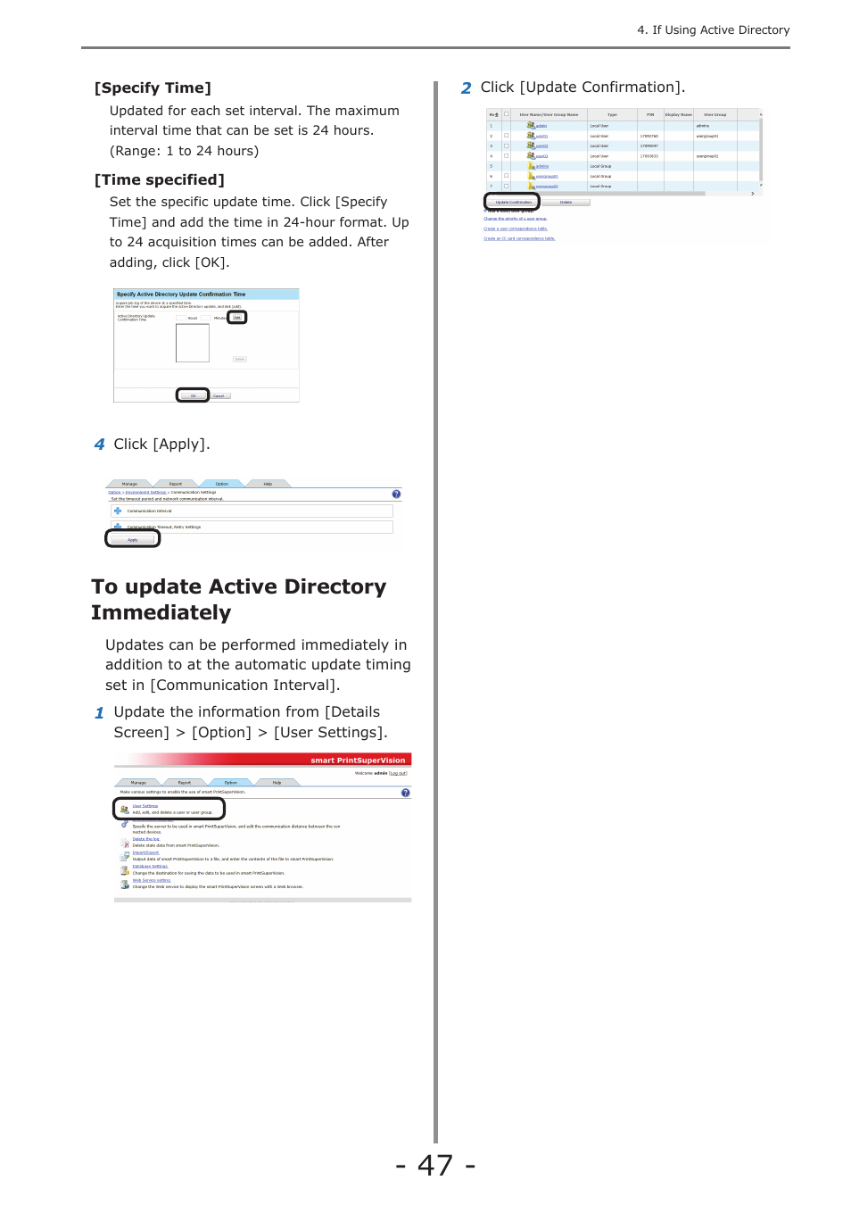 To update active directory immediately | Oki MC363dn User Manual | Page 47 / 257