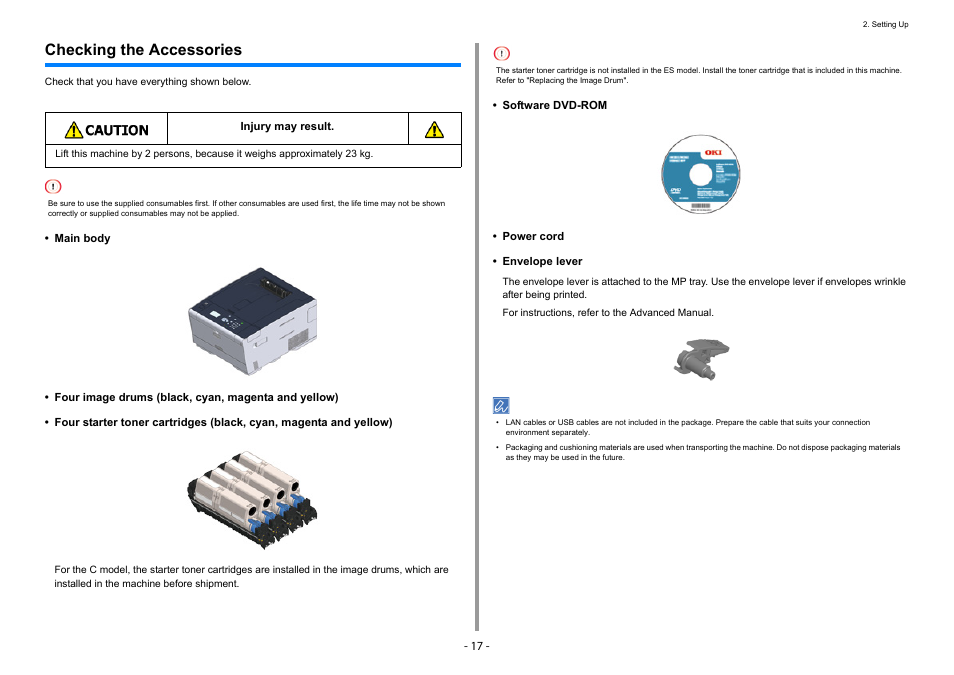 Checking the accessories | Oki C532dn User Manual | Page 17 / 131