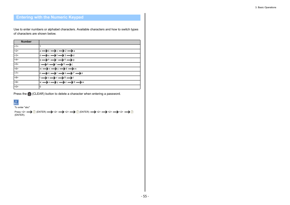 Entering with the numeric keypad | Oki C532dn User Manual | Page 55 / 131