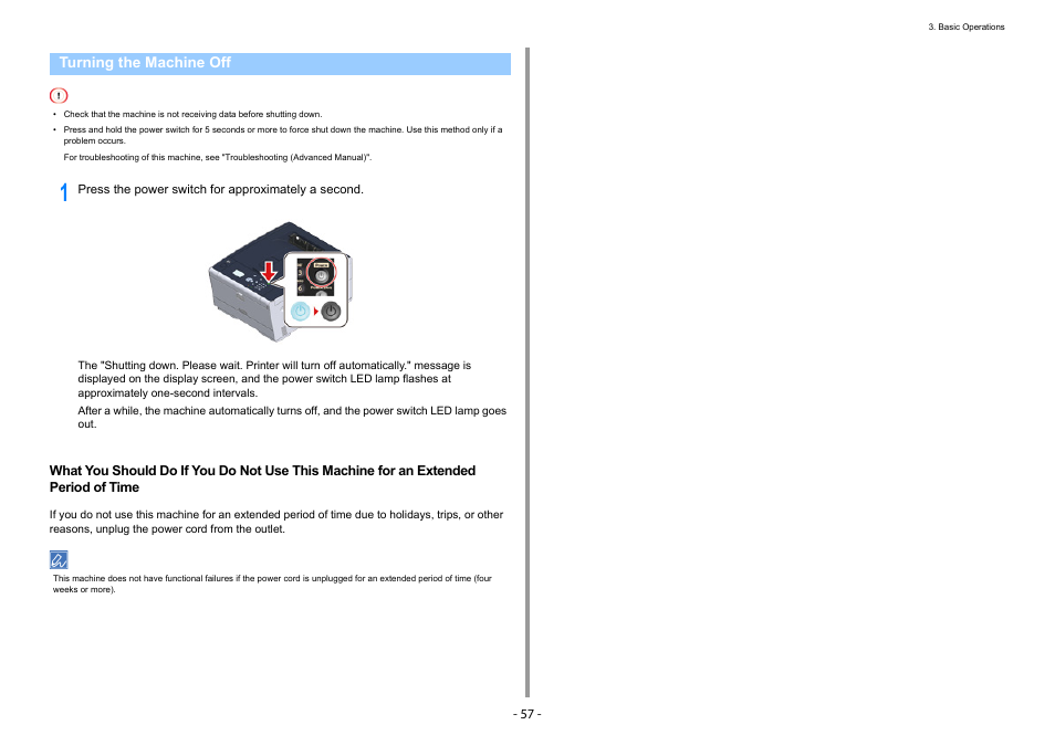 Turning the machine off | Oki C532dn User Manual | Page 57 / 131