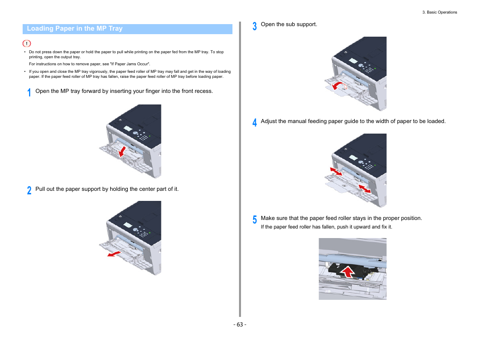 Loading paper in the mp tray | Oki C532dn User Manual | Page 63 / 131