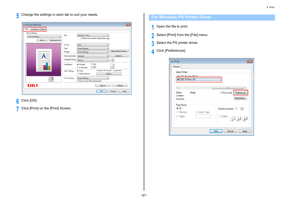 For windows ps printer driver | Oki C532dn User Manual | Page 67 / 131