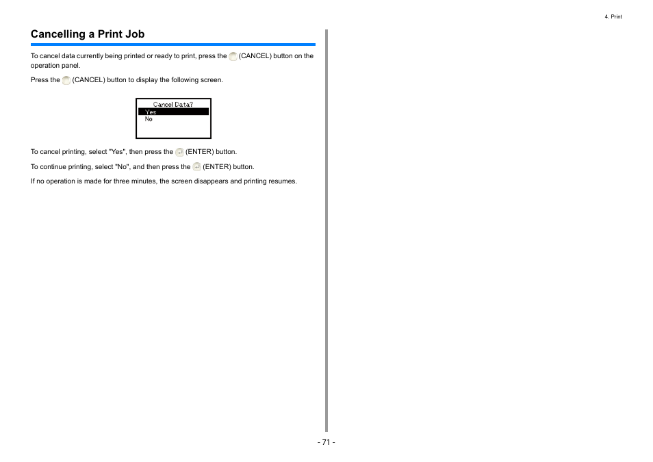 Cancelling a print job | Oki C532dn User Manual | Page 71 / 131