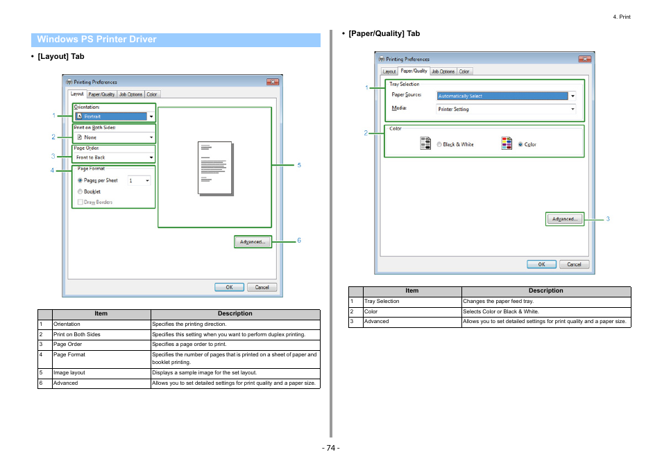 Windows ps printer driver | Oki C532dn User Manual | Page 74 / 131