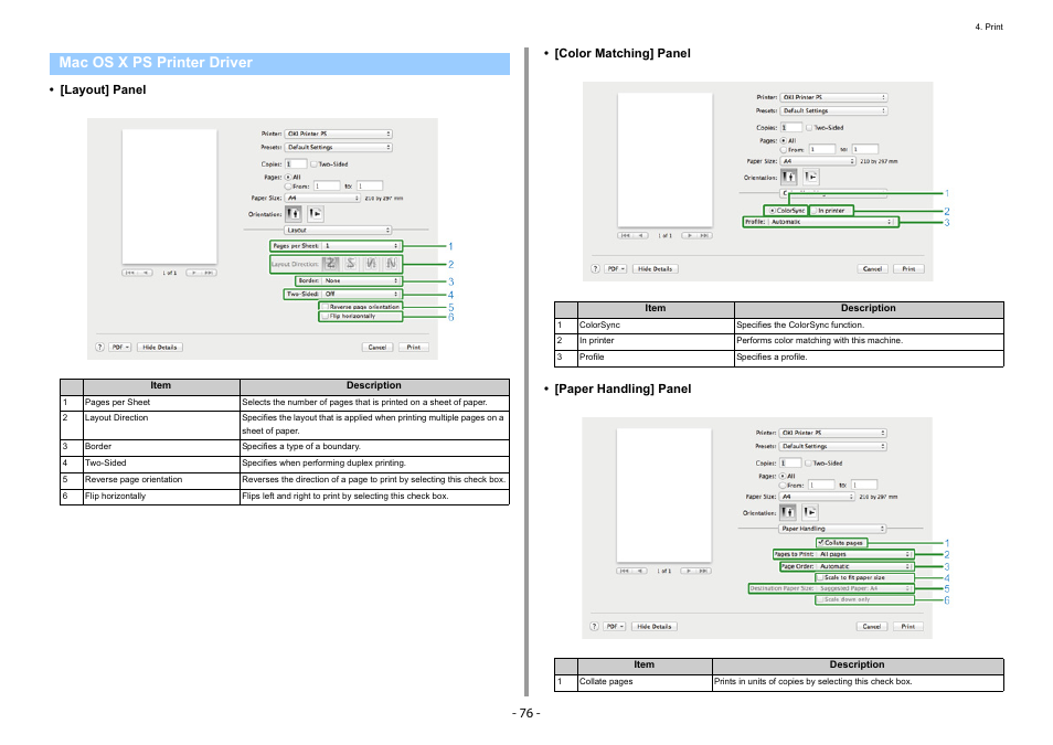 Mac os x ps printer driver | Oki C532dn User Manual | Page 76 / 131