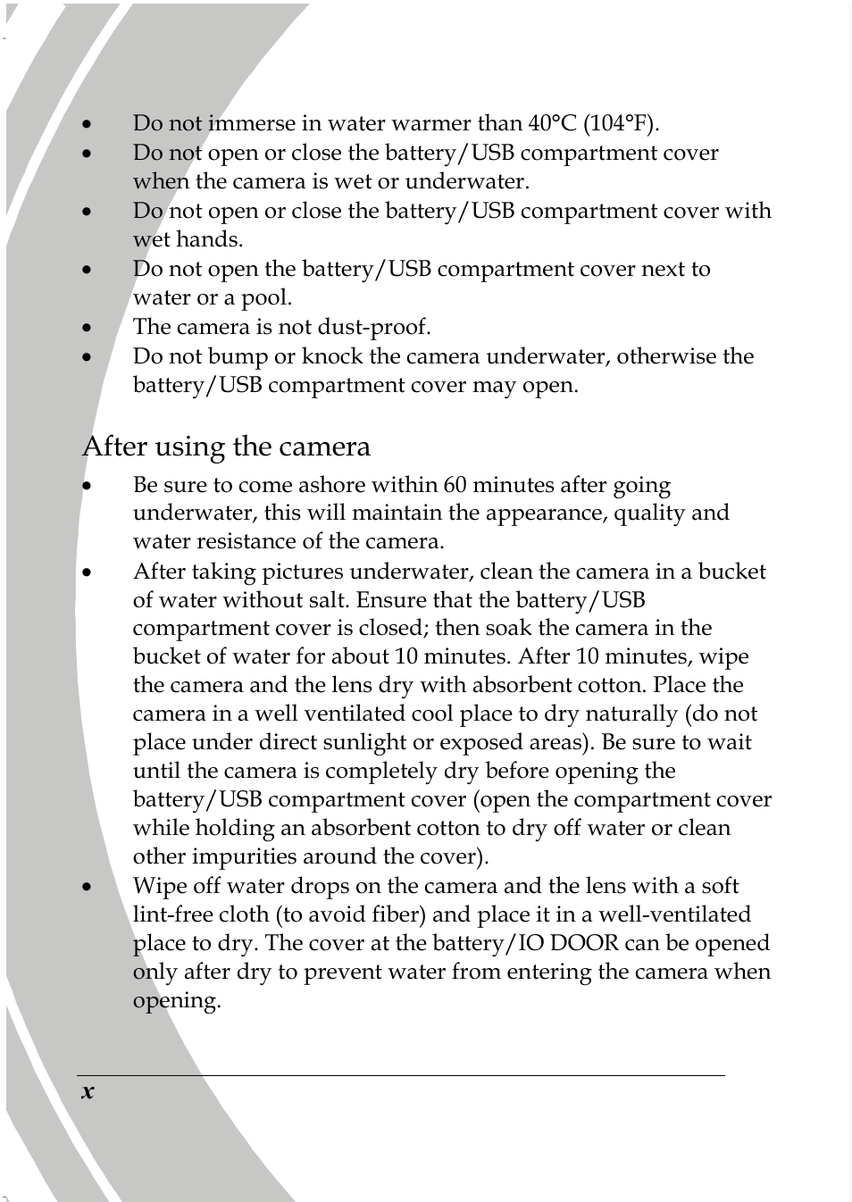 After using the camera | PRAKTICA DPIX5000WP HD-DV Camera User Manual | Page 12 / 78