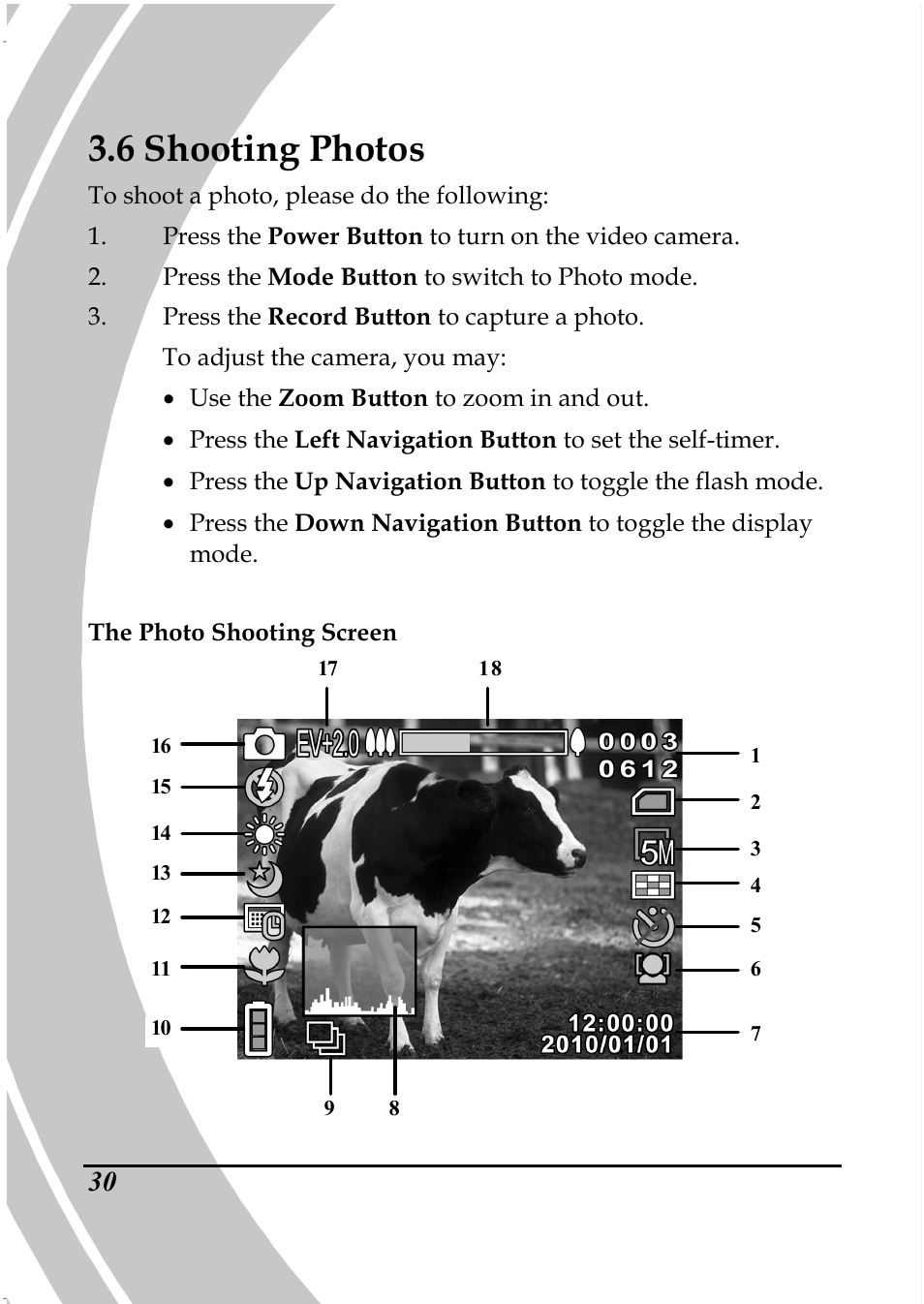 6 shooting photos | PRAKTICA DPIX5000WP HD-DV Camera User Manual | Page 44 / 78