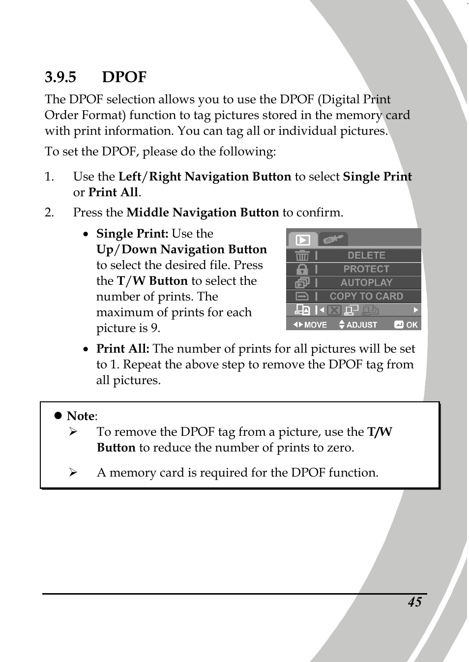 5 dpof | PRAKTICA DPIX5000WP HD-DV Camera User Manual | Page 59 / 78