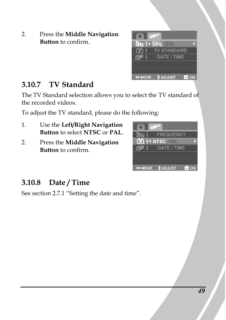 7 tv standard, 8 date / time | PRAKTICA DPIX5000WP HD-DV Camera User Manual | Page 63 / 78