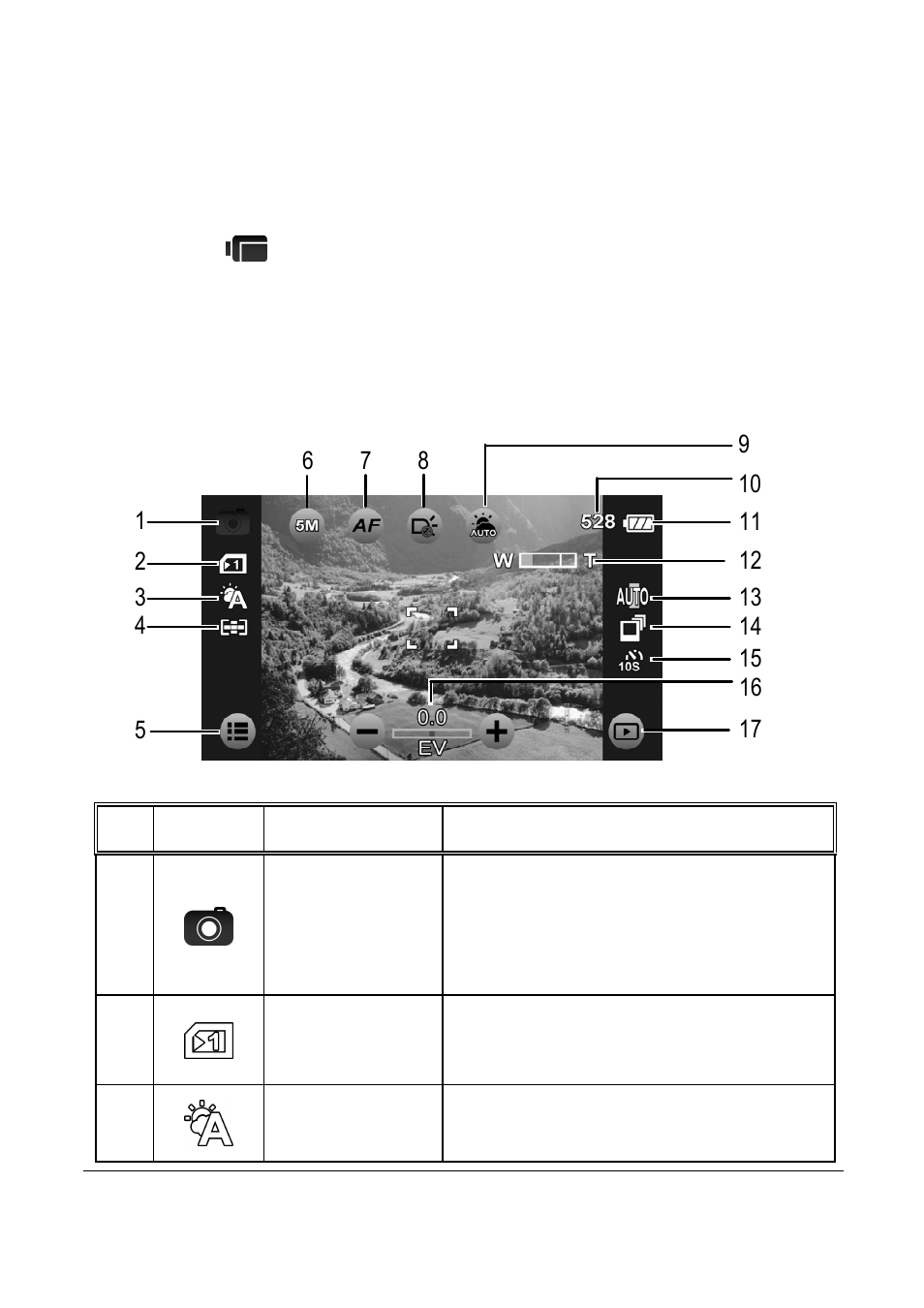 5 shooting photos, 1 the shooting screen | PRAKTICA DVC5.10 User Manual | Page 37 / 73
