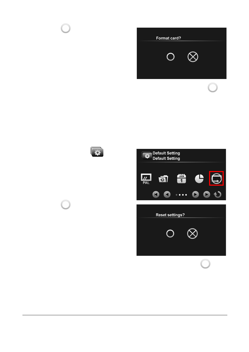 5 default setting | PRAKTICA DVC5.10 User Manual | Page 57 / 73