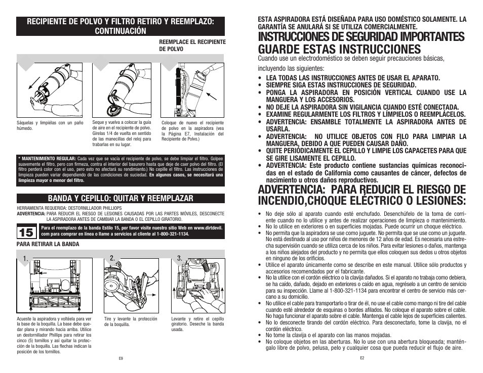 Banda y cepillo: quitar y reemplazar | Dirt Devil 960-009-627 User Manual | Page 14 / 17