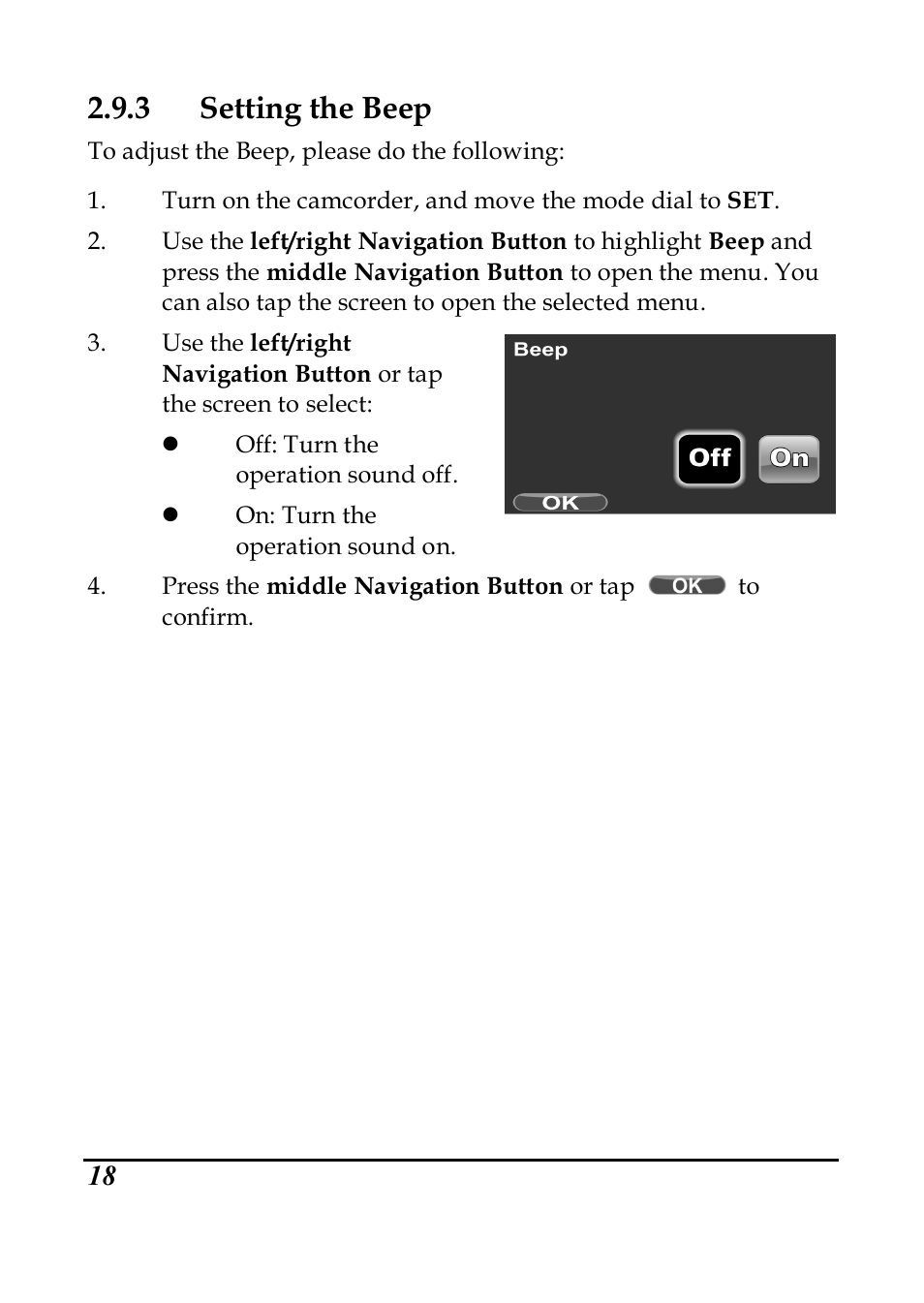 3 setting the beep | PRAKTICA DVC5.6 User Manual | Page 27 / 65