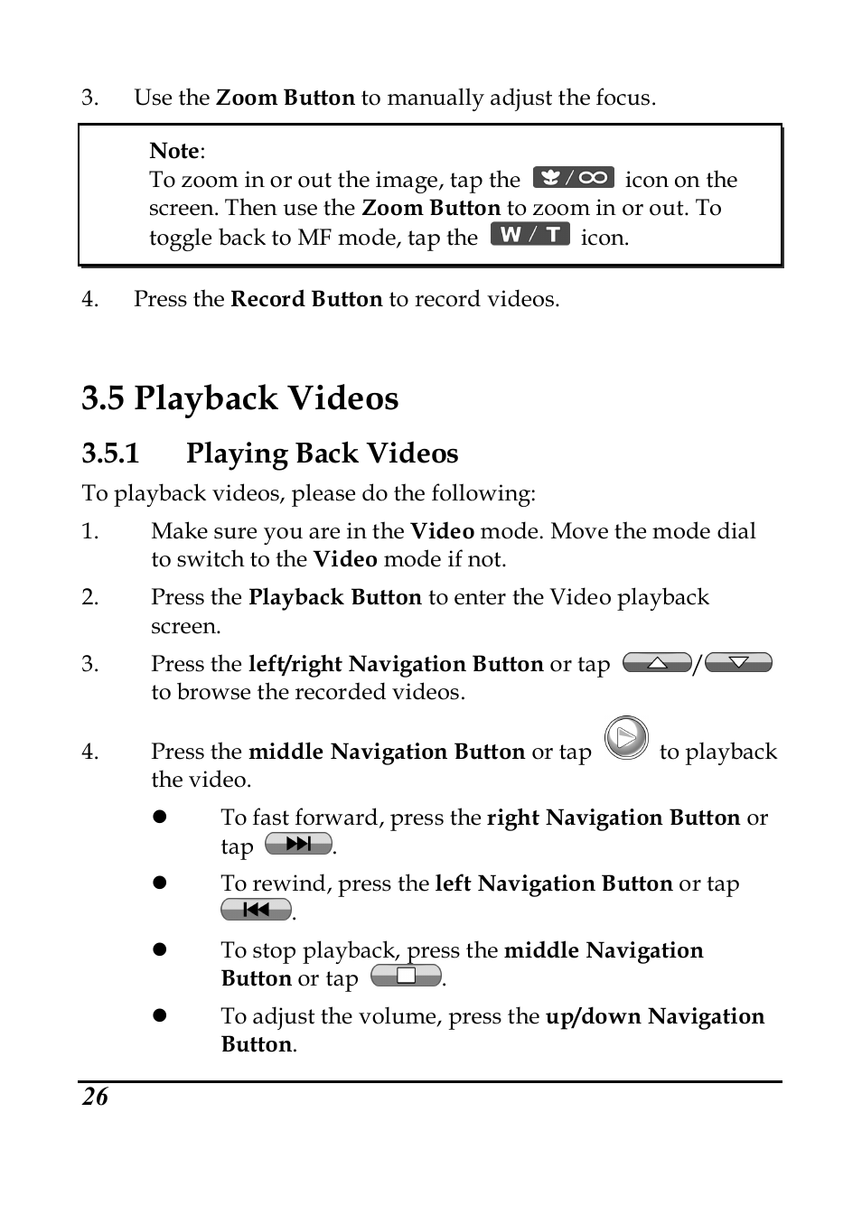 5 playback videos, 1 playing back videos | PRAKTICA DVC5.6 User Manual | Page 35 / 65