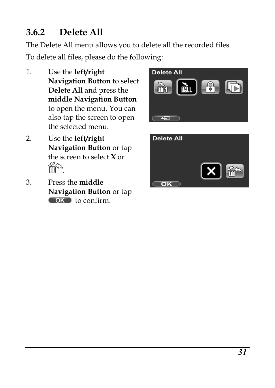 2 delete all | PRAKTICA DVC5.6 User Manual | Page 40 / 65