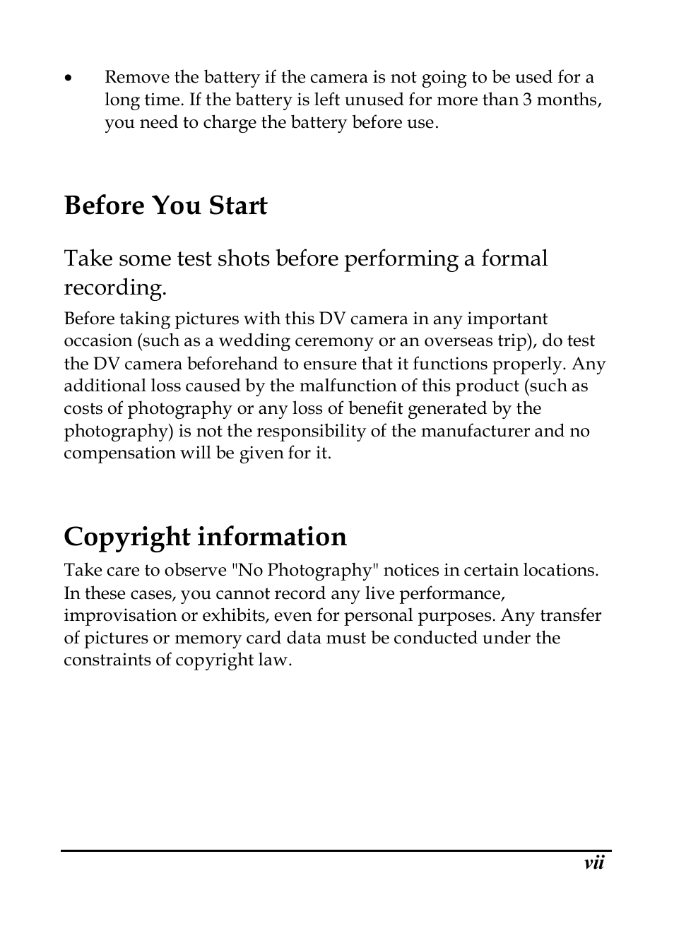 Before you start, Copyright information | PRAKTICA DVC5.6 User Manual | Page 8 / 65