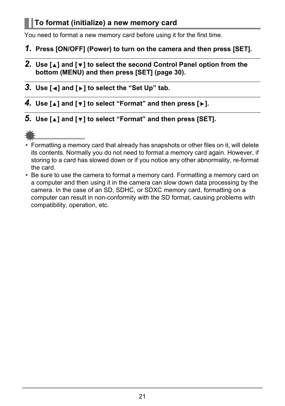 To format (initialize) a new memory card | PRAKTICA luxmedia 16-Z24S User Manual | Page 21 / 112