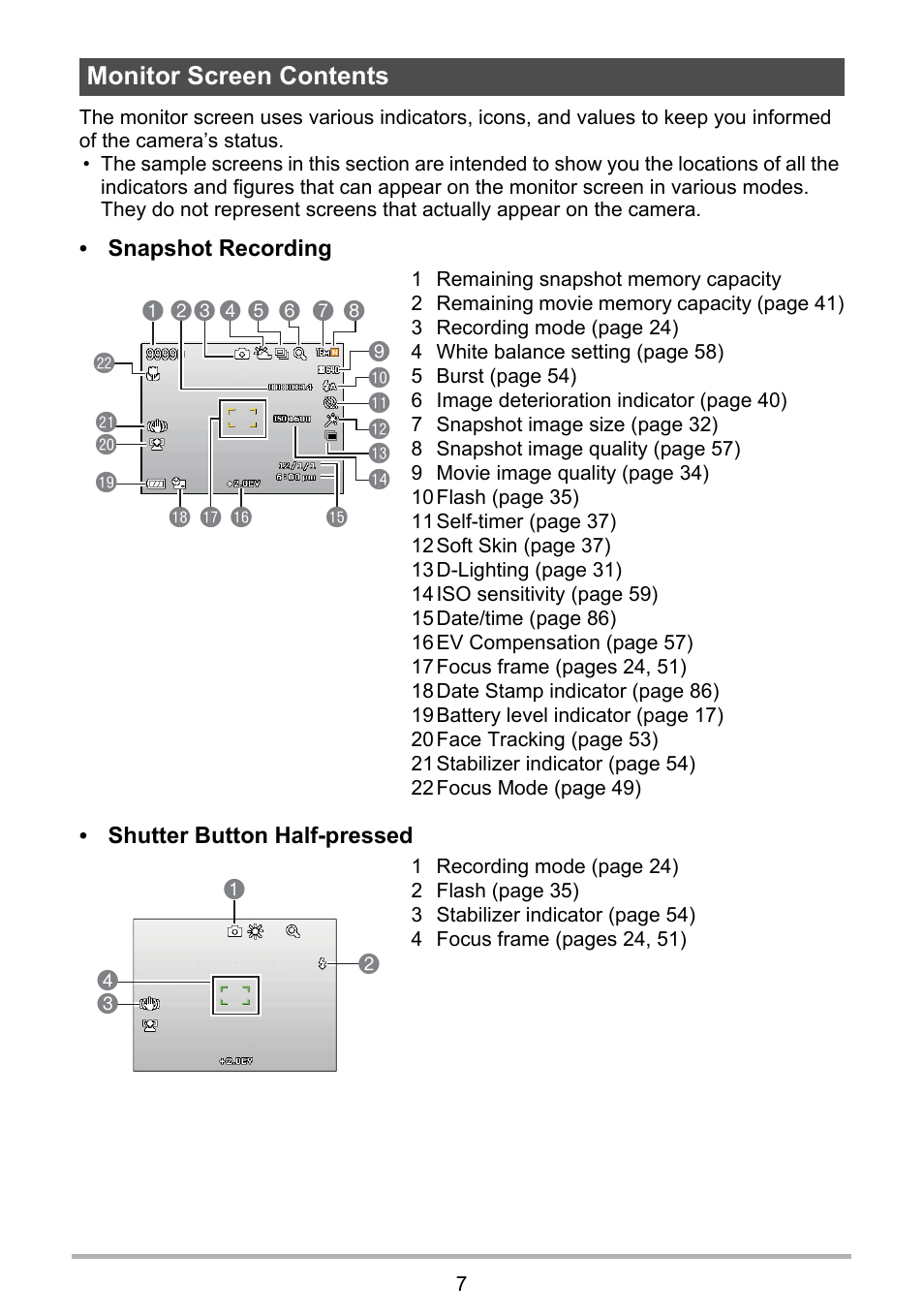 Monitor screen contents | PRAKTICA luxmedia 16-Z24S User Manual | Page 7 / 112