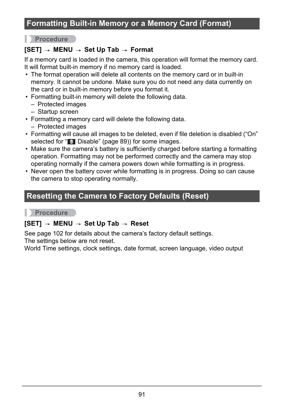 Resetting the camera to factory defaults (reset) | PRAKTICA luxmedia 16-Z24S User Manual | Page 91 / 112