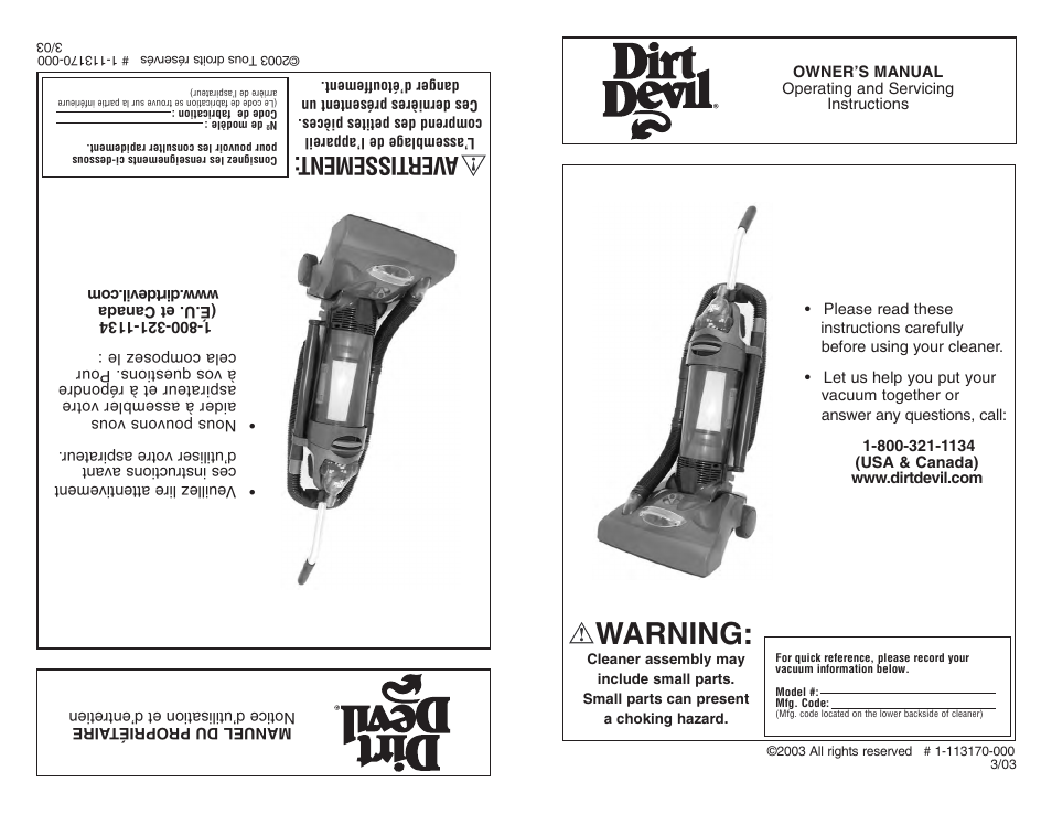 Dirt Devil Dirt Devil User Manual | 18 pages