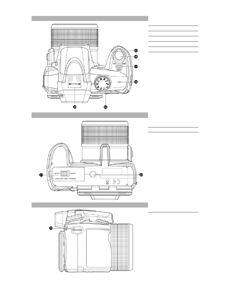 Top view, Bottom view, Right view | PRAKTICA luxmedia 18-Z36C User Manual | Page 8 / 65