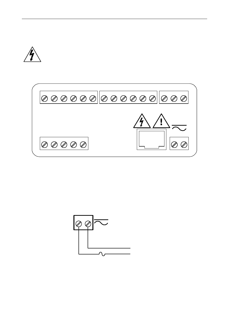 Connectors labeling, Warning, Power connections | Figure 6. power connections, Ma out, Power, Signal, M-link, Relay4 relay3, Relay2 relay1 | Precision Digital PD6000 User Manual | Page 18 / 96