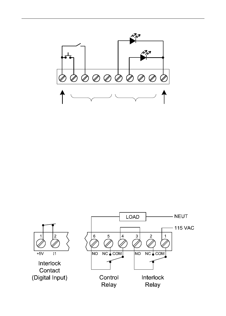 Interlock relay feature, Figure 16. digital i/o module connections, Figure 17. interlock connections | Precision Digital PD6000 User Manual | Page 24 / 96