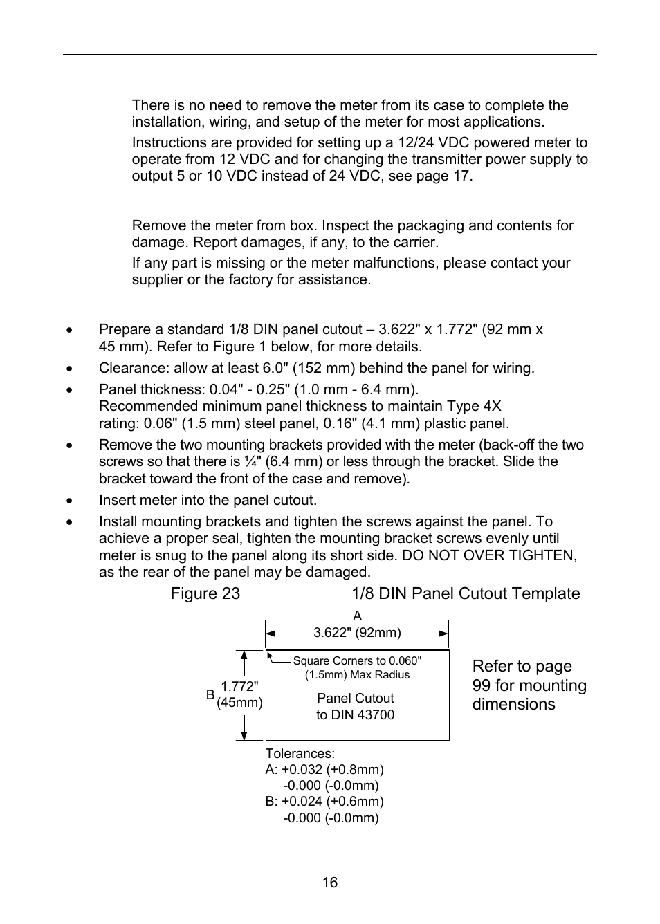 Installation, Unpacking, Panel mounting instructions | Precision Digital PD6060 User Manual | Page 16 / 104