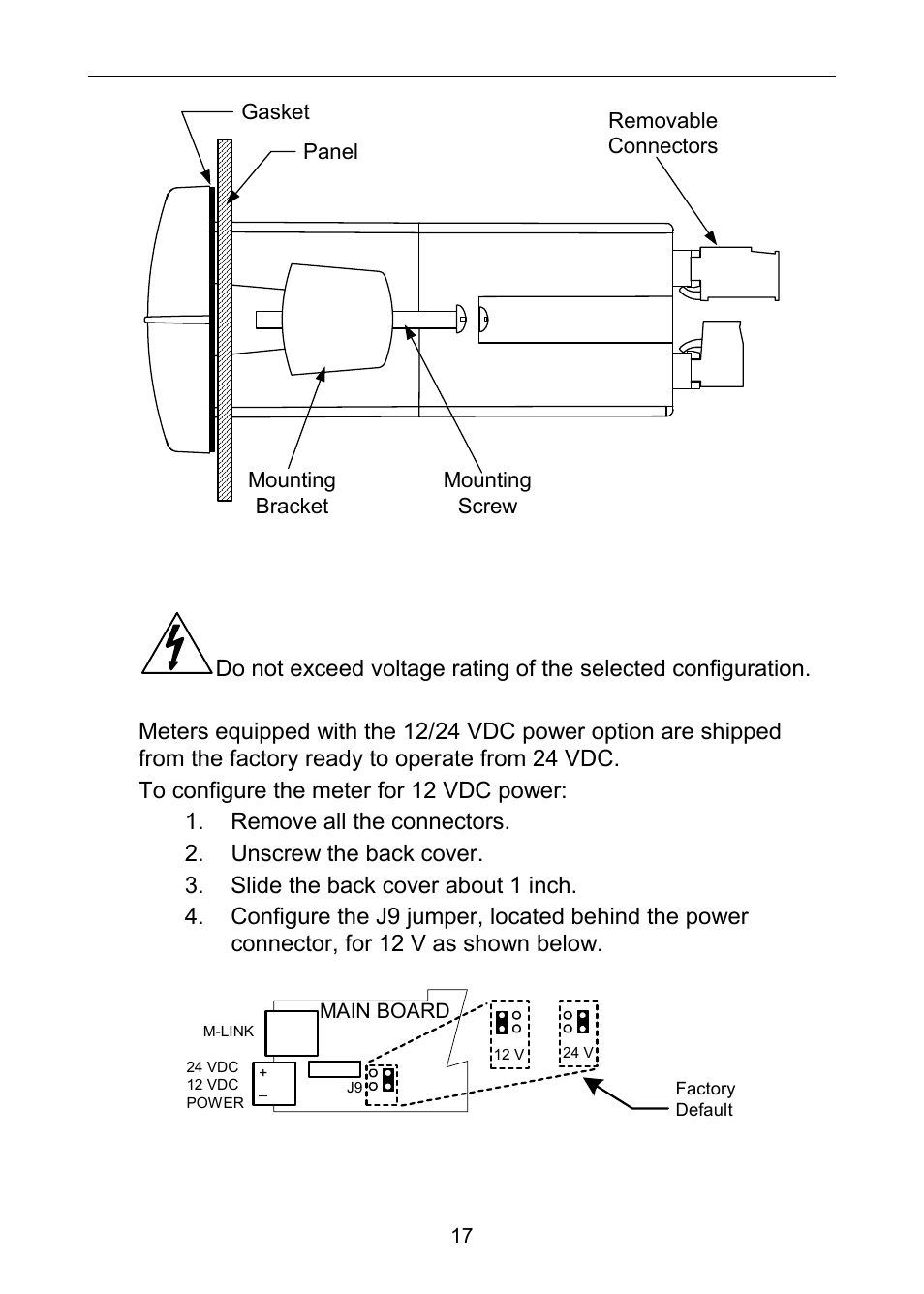 Configuration for 12 or 24 vdc power option | Precision Digital PD6060 User Manual | Page 17 / 104
