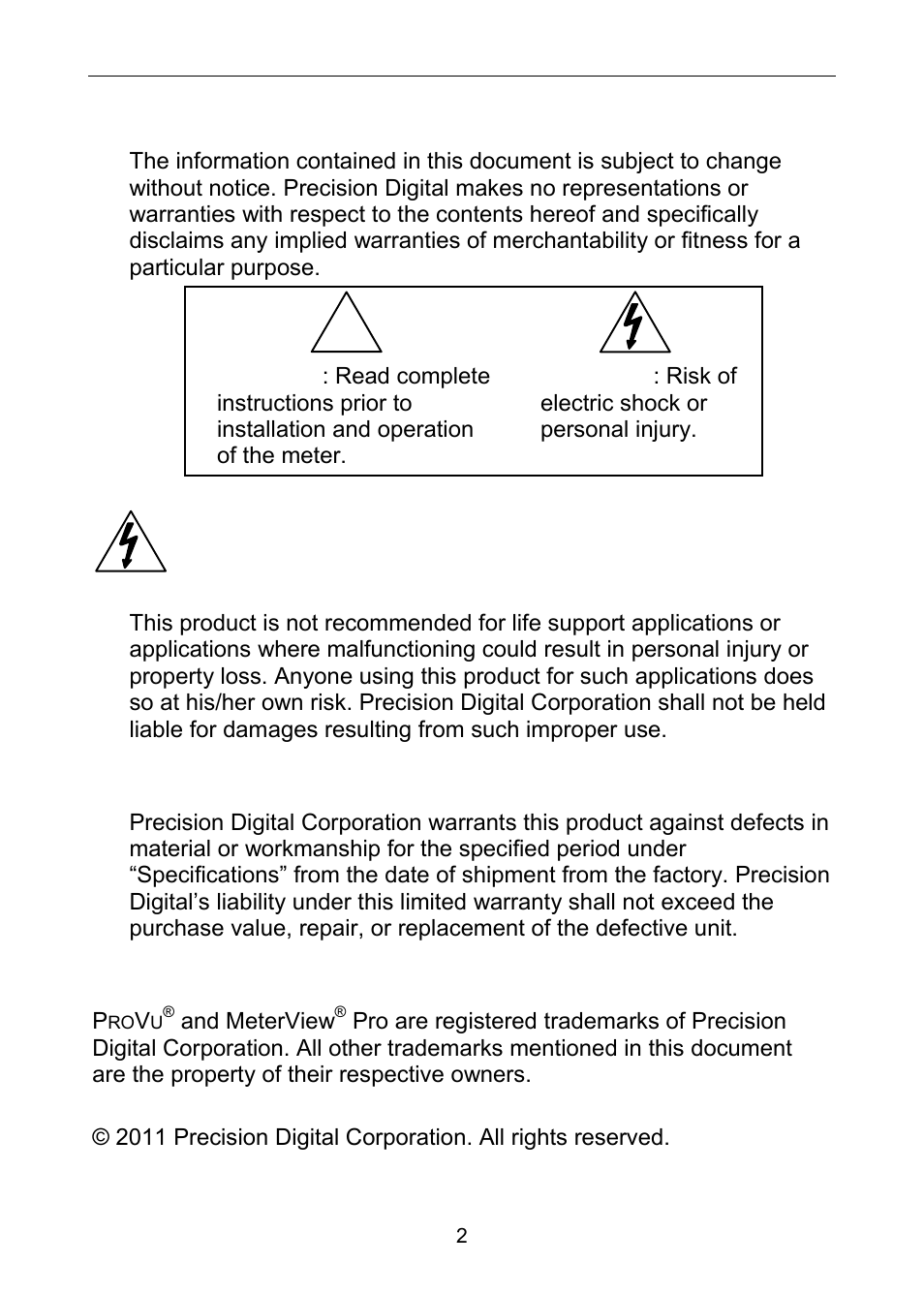 Precision Digital PD6060 User Manual | Page 2 / 104