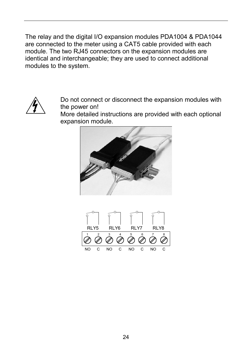 External relays & digital i/o connections, Figure 16. external relays module connections | Precision Digital PD6060 User Manual | Page 24 / 104