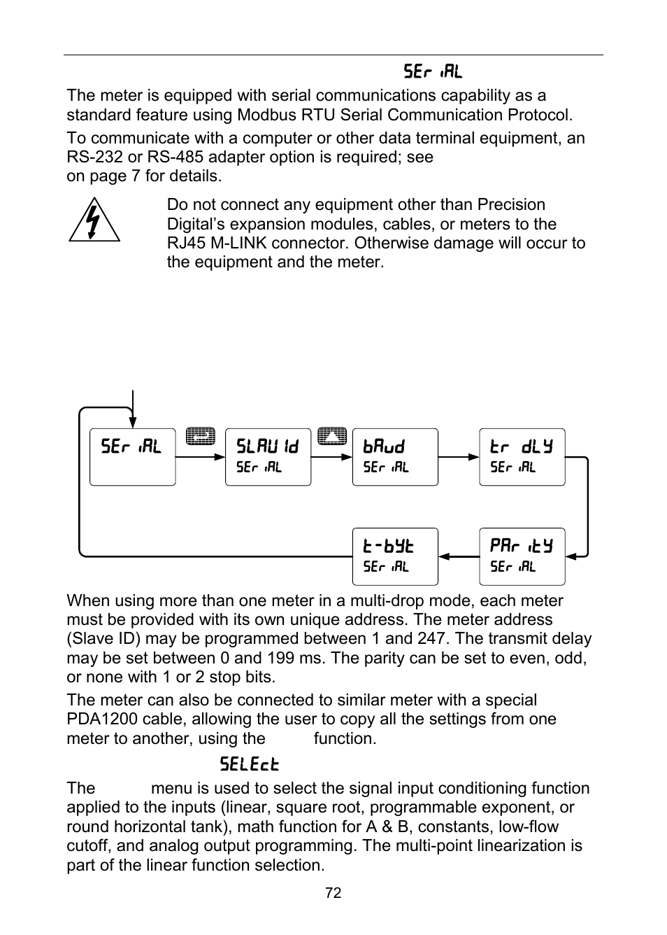 Baud, Slavid, Tr dly | Serial t-byt, Parity | Precision Digital PD6060 User Manual | Page 72 / 104