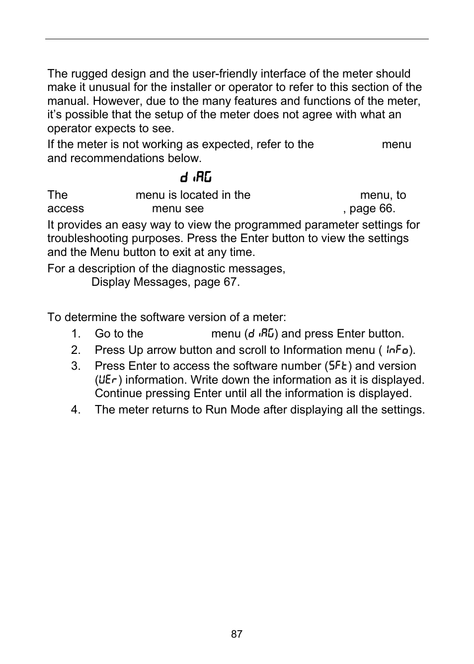 Troubleshooting, Diagnostics menu ( diag ) | Precision Digital PD6060 User Manual | Page 87 / 104